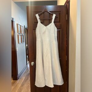 LOFT Linen Blend A-Line Midi Dress Neutral Sleeveless Size 14